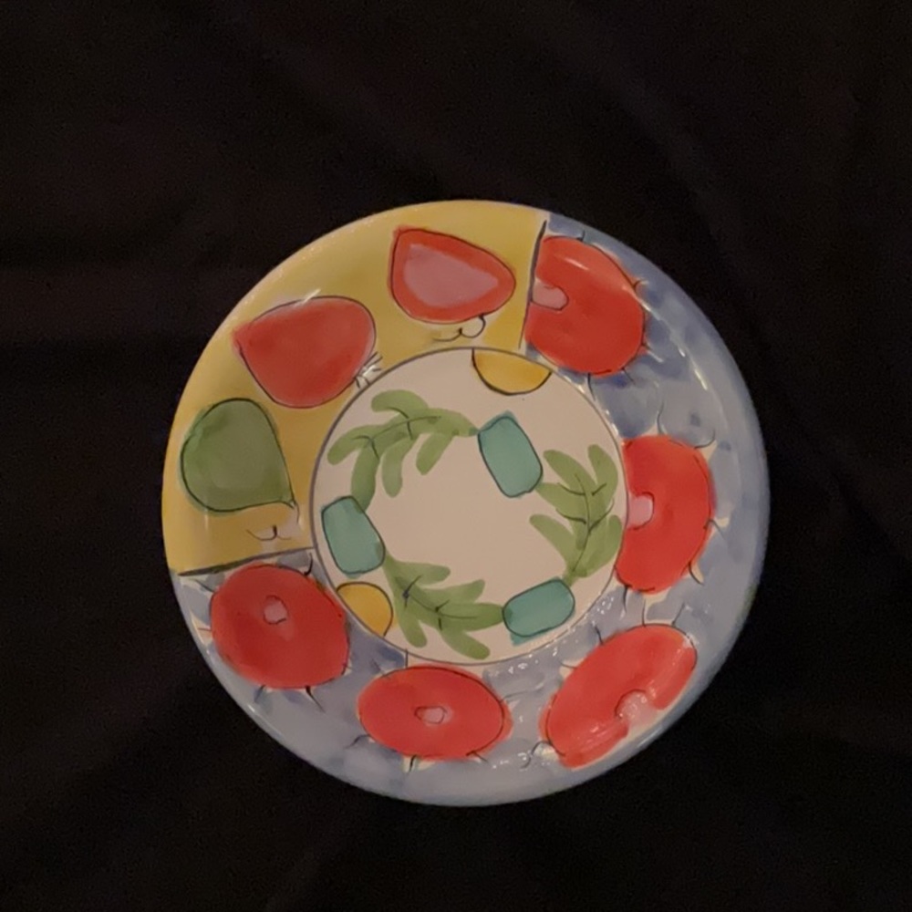 VTG colorful Italian Pottery ‘Tickled Pink’ bowls by Elizabeth Barrett Roache
